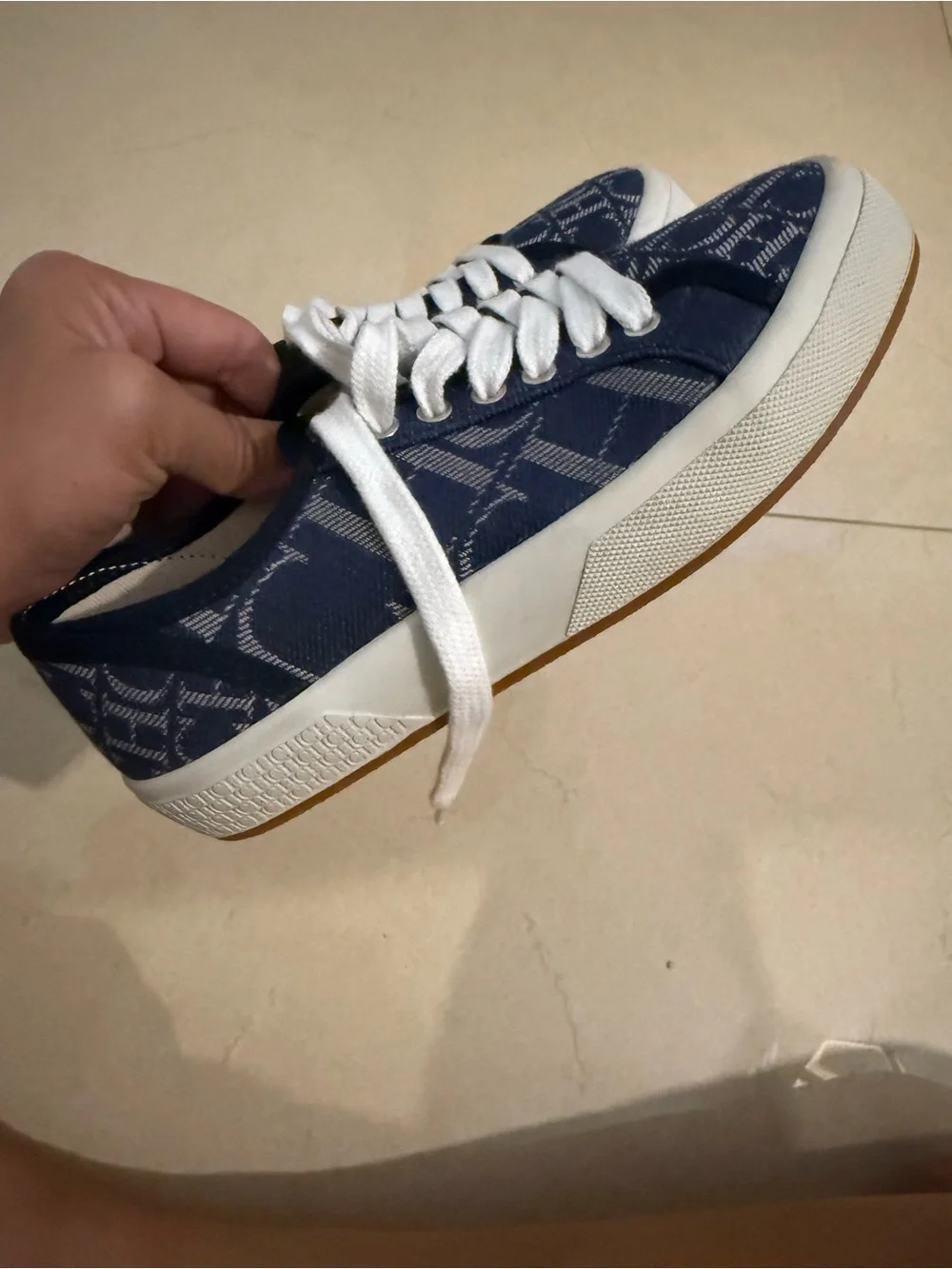 Carolina Herrera Navy Monogram Low-Top Sneakers